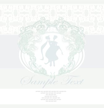 elegant wedding invitation with wedding couple