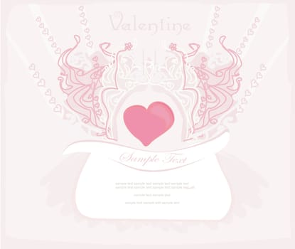 abstract floral heart frame invitation card