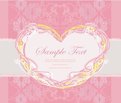 abstract floral heart frame invitation card
