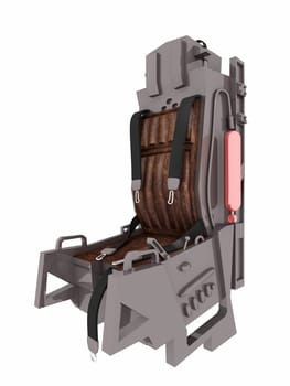 Computer generated 3D illustration with a pilot seat of a modern fighter aircraft isolated on white background