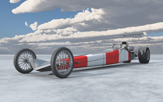 Computer generated 3D illustration with a dragster car