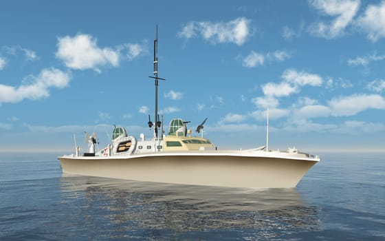 Computer generated 3D illustration with a British rescue boat of World War II