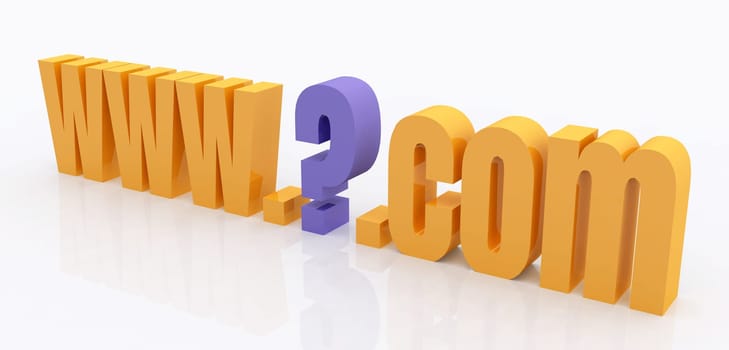 Computer generated 3D illustration with lettering www.?.com against a white background