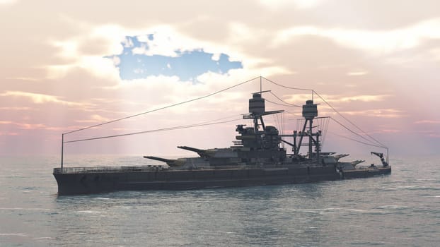 Computer generated 3D illustration with an American battleship of World War II