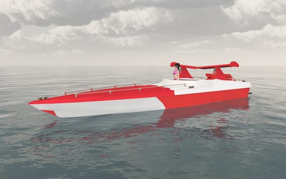 Computer generated 3D illustration with an offshore speedboat