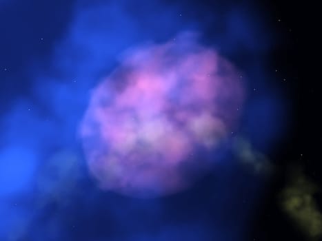 Computer generated 3D illustration with a planetary nebula in space
