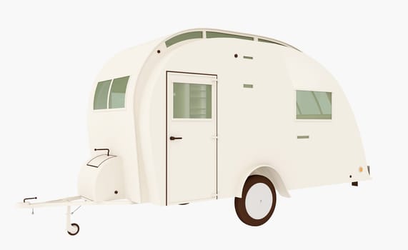 Computer generated 3D illustration with a vintage camper caravan isolated on white background