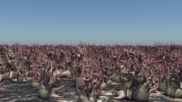 Computer generated 3D illustration with an alien landscape