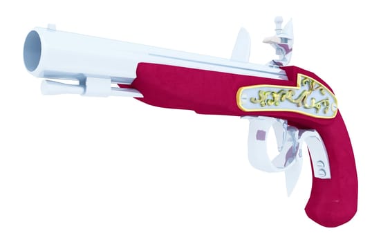 Computer generated 3D illustration with a pirate gun isolated on white background