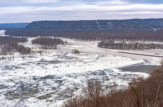 Frozen Confluence of The MIssissippi and Wisconsin Rivers