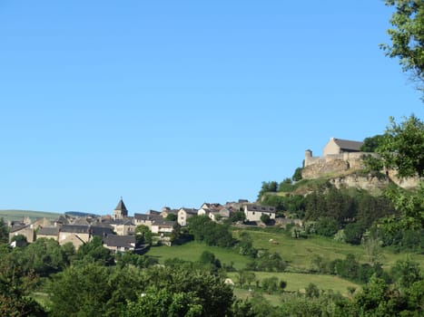 landscape of the French countryside medieval village old tourist