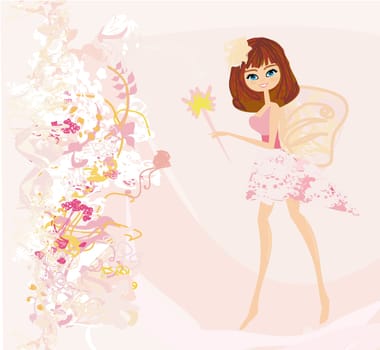 beautiful fairy with magic wand vector graphic