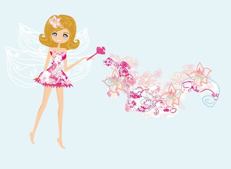 beautiful fairy with magic wand vector graphic