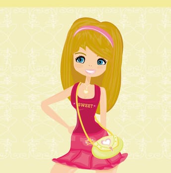 Cute teen girl with shopping bag