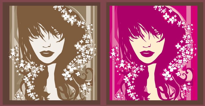 Abstract Woman portrait card set