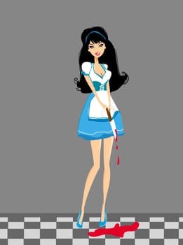 Alice in Wonderland with blood knife