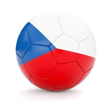 3d rendering of Czech Republic soccer football ball with Czech flag isolated on white background