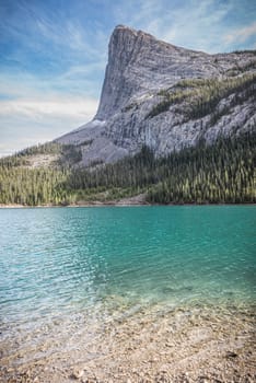 Vivid Canadian blue lake in northern Calgary