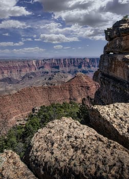 Grand Canyon North Rim Remote Hiking Trail Winds Along The Edge