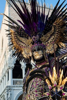 VENICE, ITALY - Febrary 18 2020: The masks of the Venice carnival 2020.