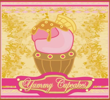 Vintage card with cupcake