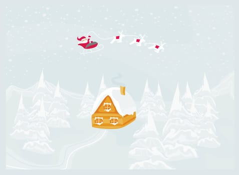 Happy New year card with Santa Claus