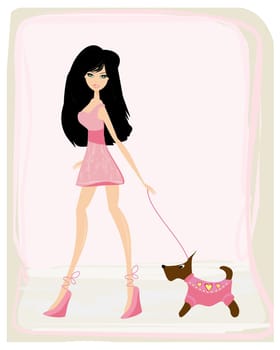 sexy girl and her dog