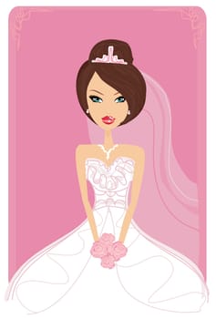 Beautiful bride with flowers card