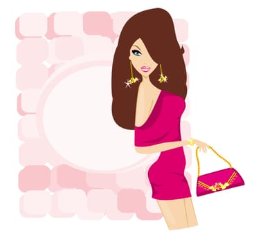 glamour fashion sexy girl with shopping bag card