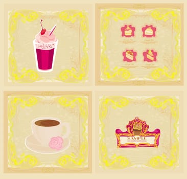 menu coffee shop set