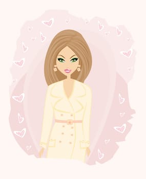 fashion girl in coat card