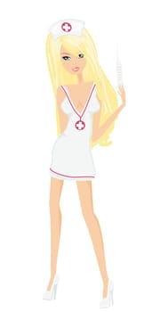 vector illustration of a sexy nurse with the syringe