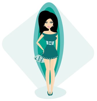 Cute sexy woman with bag