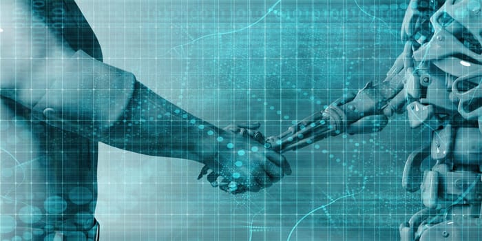 Automation Revolution Machines Helping Humans as Business Technology Concept