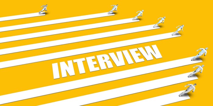 Interview Concept with Business People Running on Yellow