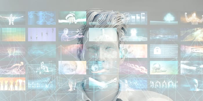 Futuristic Virtual Reality Background or VR AR XR Concept
