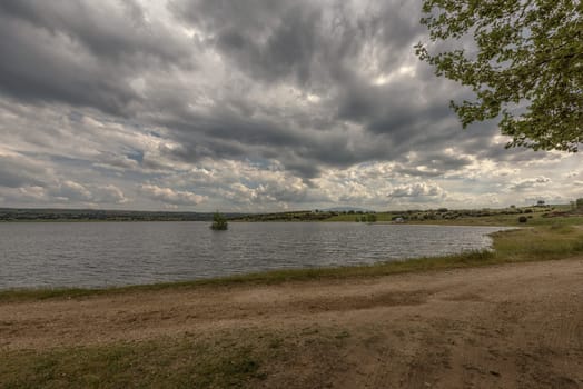 view of the alange reservoir, Badajoz, Extremadura, Spain