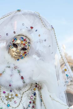 VENICE, ITALY - Febrary 23 2019: The masks of the Venice carnival 2019................