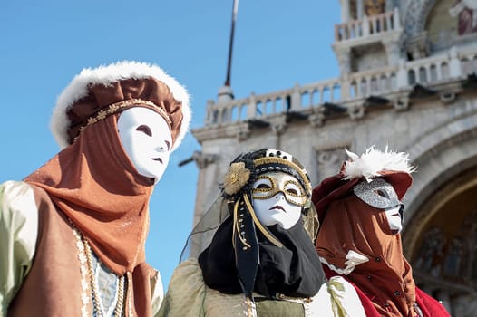 VENICE, ITALY - Febrary 23 2019: The masks of the Venice carnival 2019.......................