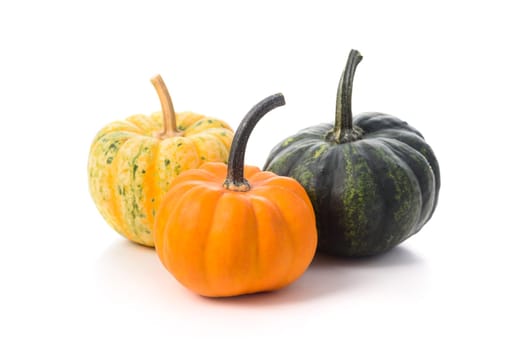 Decorative thanksgiving and halloween pumpkins isolated over white background