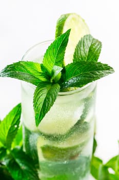 Fresh cold mojito cocktail closeup