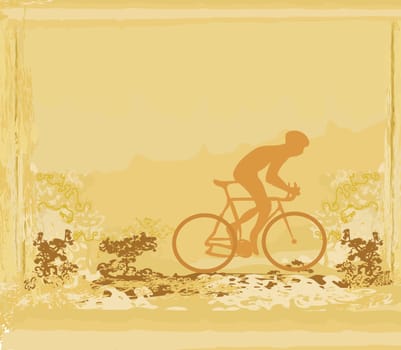 Cycling man silhouette Grunge Poster