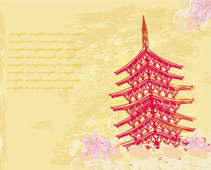 old paper with Chinese Temple