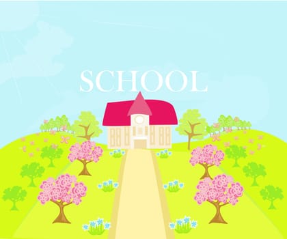 illustration of country school house