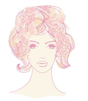 Abstract Beautiful Woman doodle Portrait