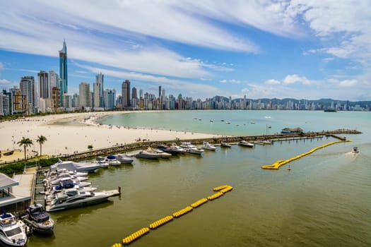 Scenic view of the coastline in the city of Balneario Camboriu, Brazil
