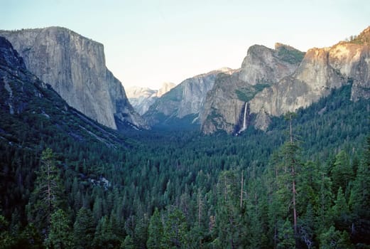 El Capitan and Bridalveil Fall in Yosemite National Park, California