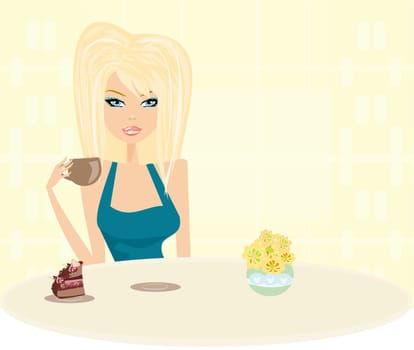 Beautiful lady drinking coffee