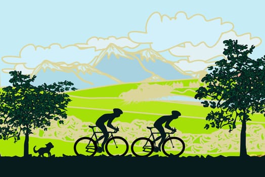 Cycling man silhouette Poster