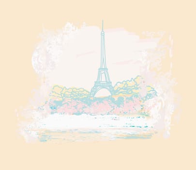 Eiffel tower artistic background. Vector illustration.